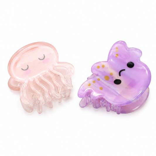 Set 3pz Mollette per Capelli Tema Marino 2.5cm Polipetto-Medusina