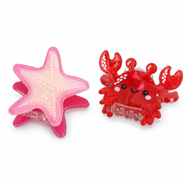 Set 3pz Mollette per Capelli Tema Marino 2.5cm Stellina-Granchietto