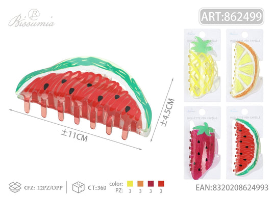 Set 4pz Mollette per Capelli Frutta 11cm - WE MAKE DIY - MILLE COLORI